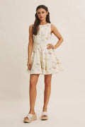 ENGLISH ROSE FIT AND FLARE COTTON MINI WITH METAL ZIPPER