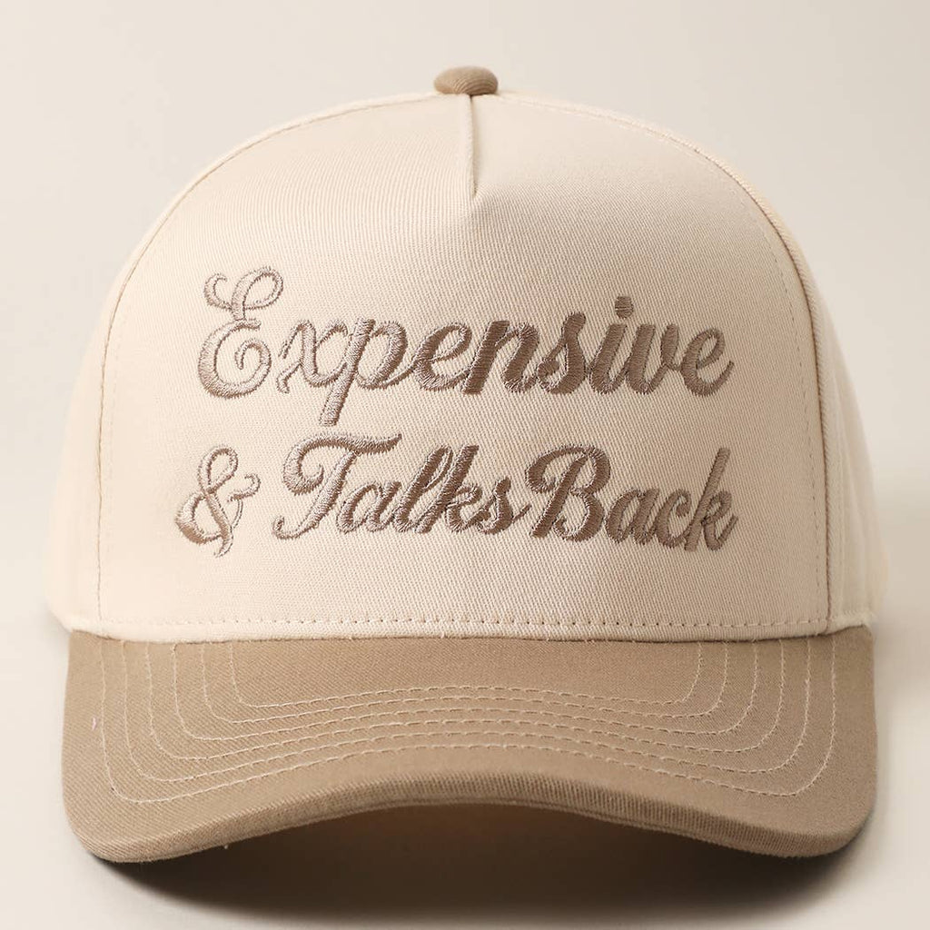Expensive & Talks Back Embroidered Two Tone Trucker Hat