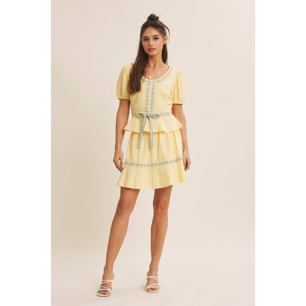 FRESH AND TIMELESS GINGHAM BOW FLARE MINI SKIRT