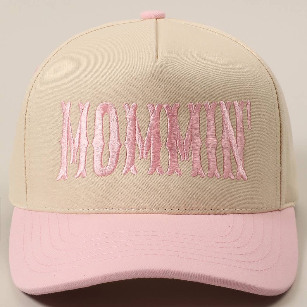 MOMMIN' Letter Embroidery Two-Tone Trucker Hat