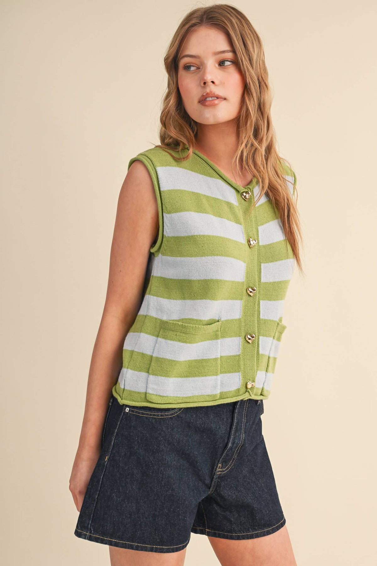 STRIPED KNIT SWEATER VEST MSW11347
