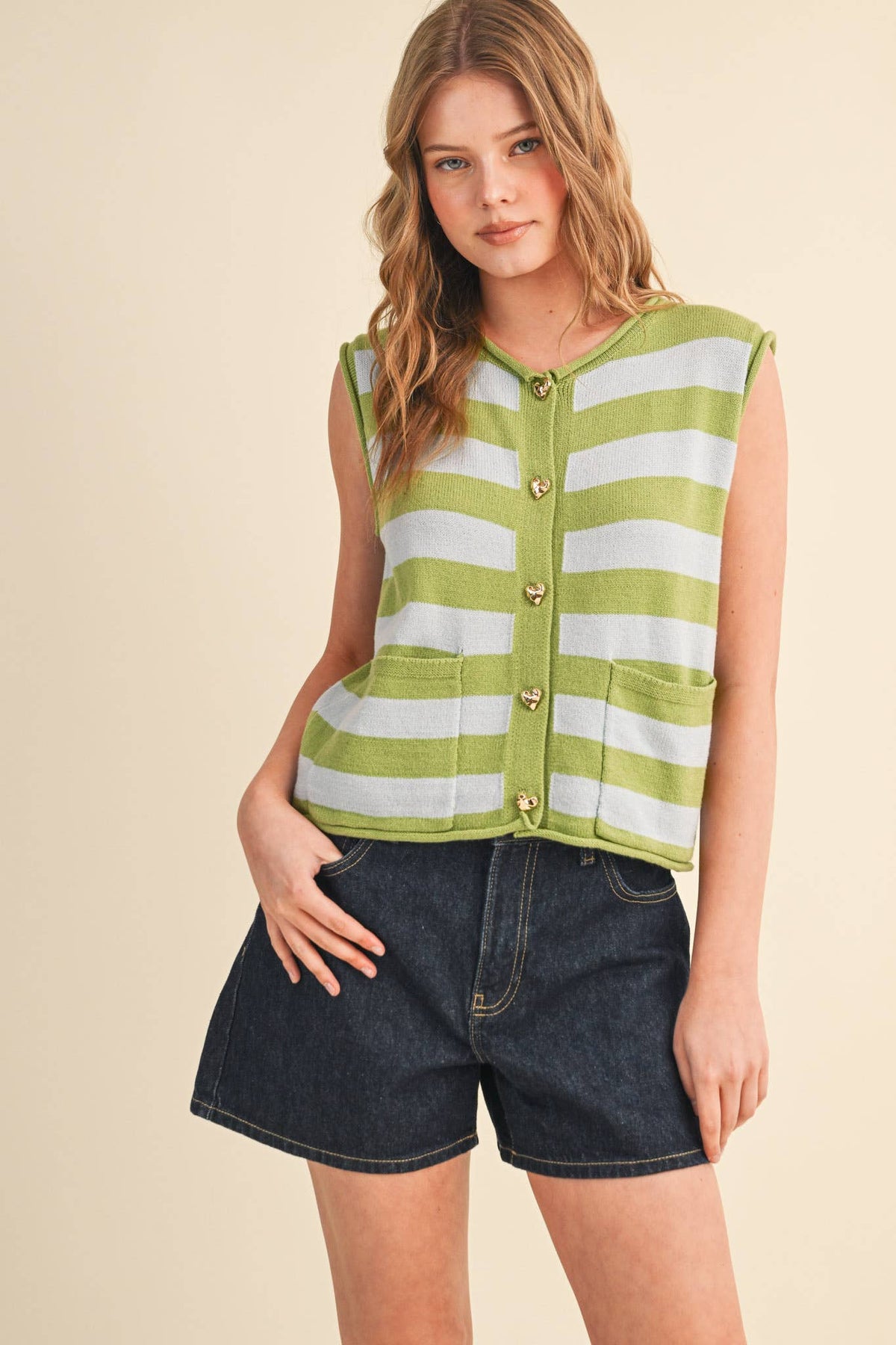 STRIPED KNIT SWEATER VEST MSW11347