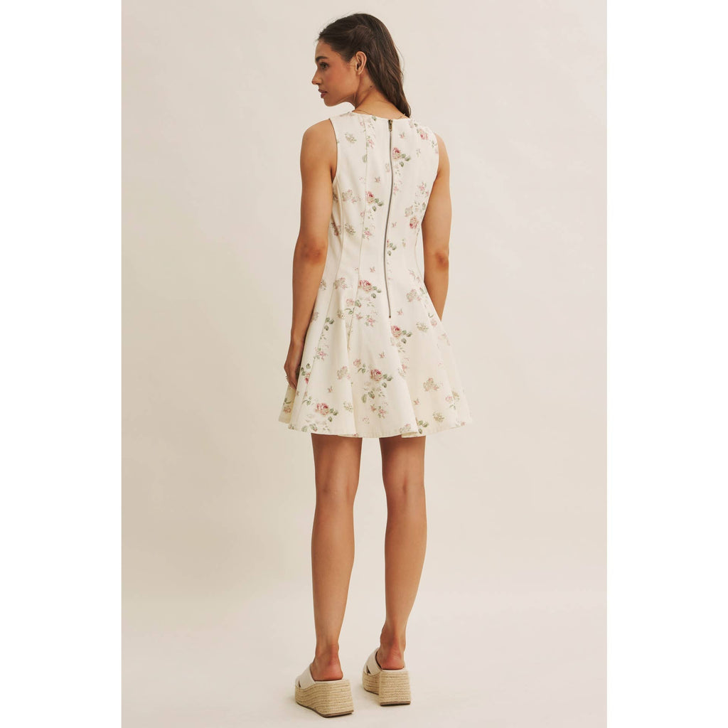 ENGLISH ROSE FIT AND FLARE COTTON MINI WITH METAL ZIPPER