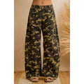 CHIC CAMO PRINT RELAXED WIDE LEG PANTS