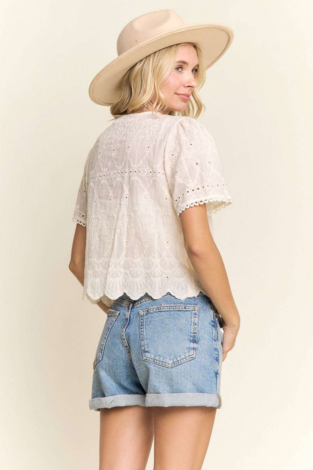 V-NECK EMBROIDERED BOHO BLOUSE- LET4209