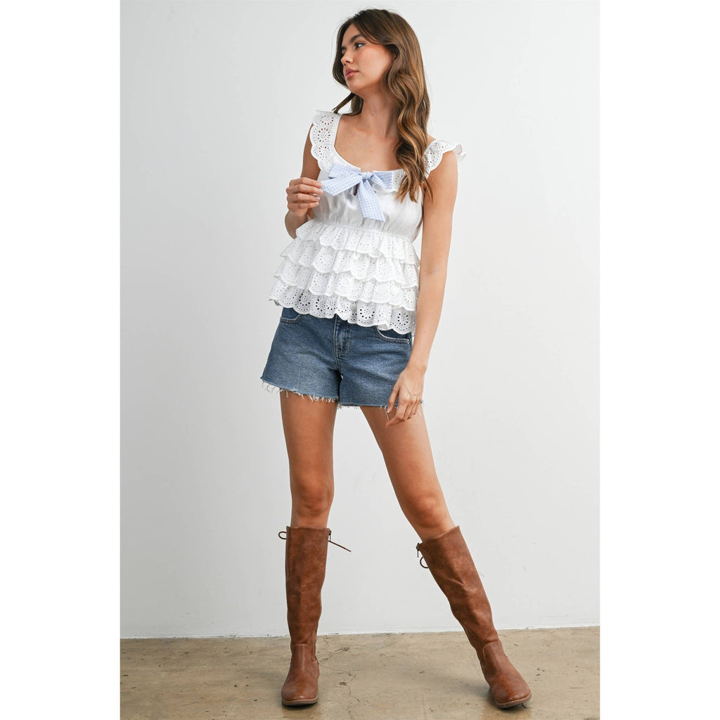 Eyelet Ruffle Layer Camisole - BMT8337