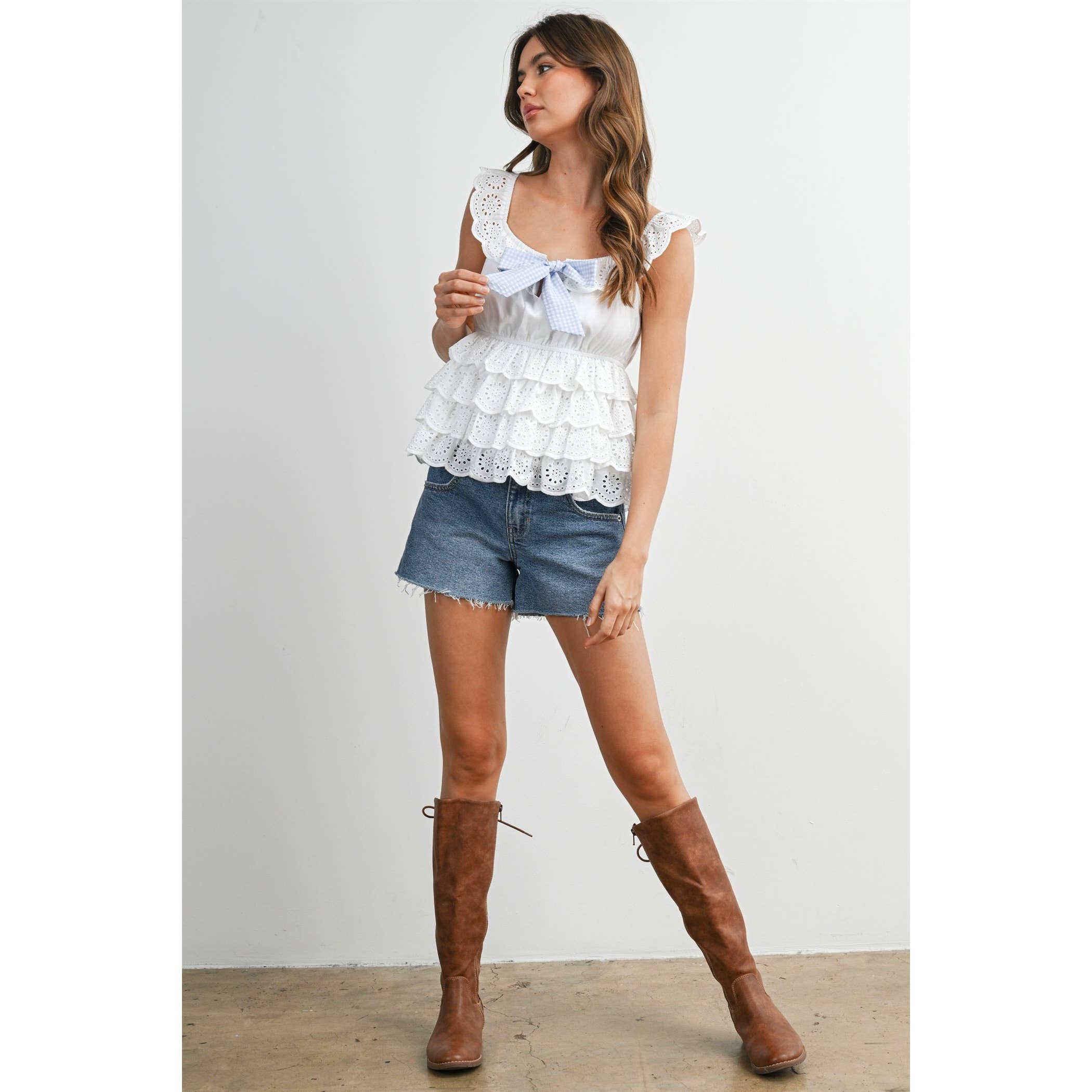 Eyelet Ruffle Layer Camisole - BMT8337