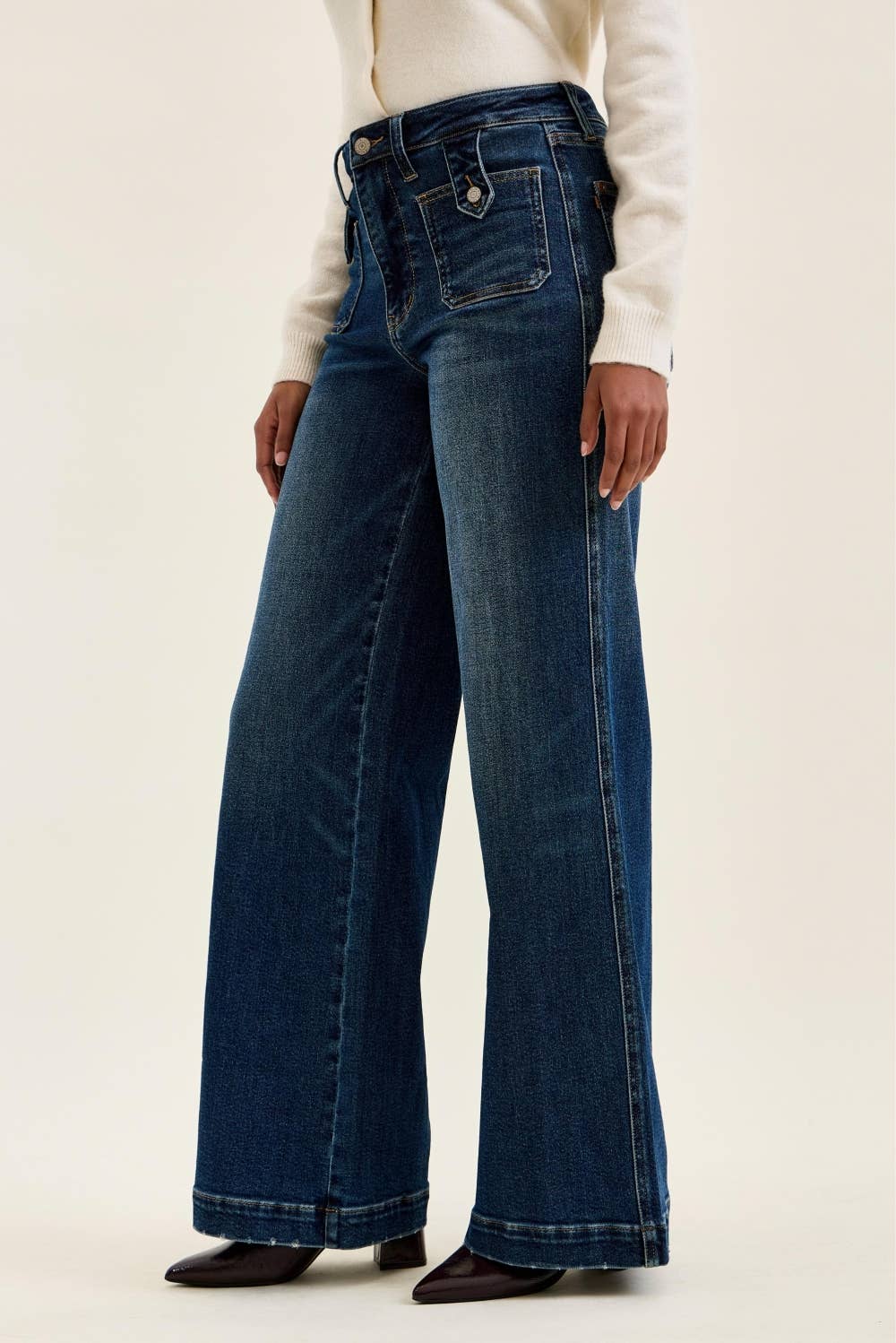HW "LUX" Retro Wide w/ Front Tab Closure DK Fade Indigo