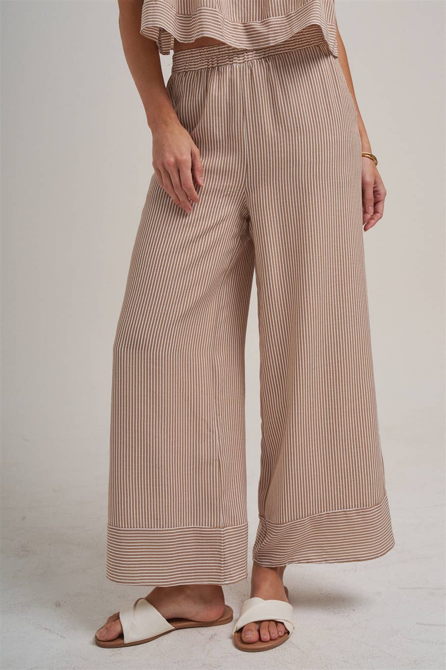 STRIPED TWO PIECE SET WITH FLOWY CAMI TOP AND WIDE LEG PANTS