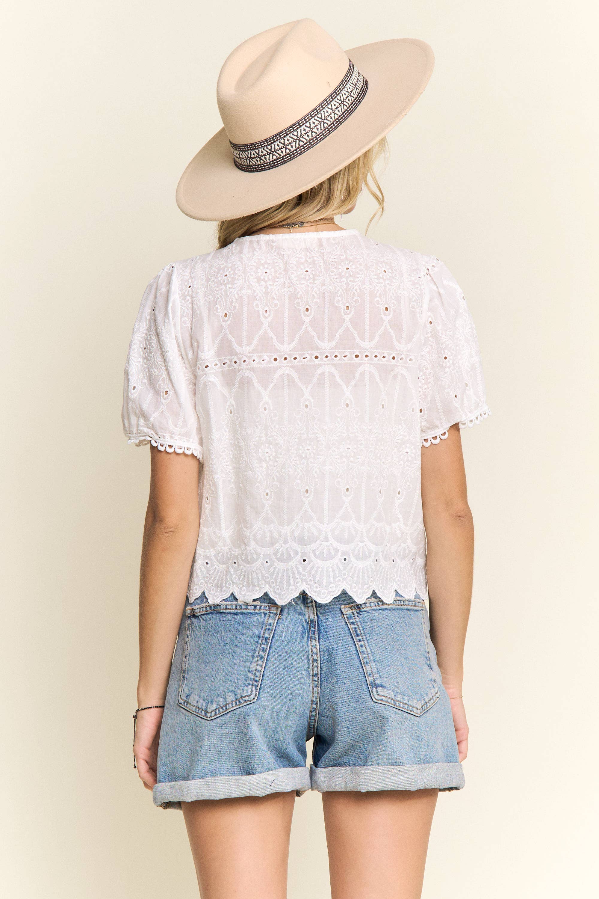 V-NECK EMBROIDERED BOHO BLOUSE- LET4209
