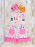 Notebook Scribbles Ruffle Dress
