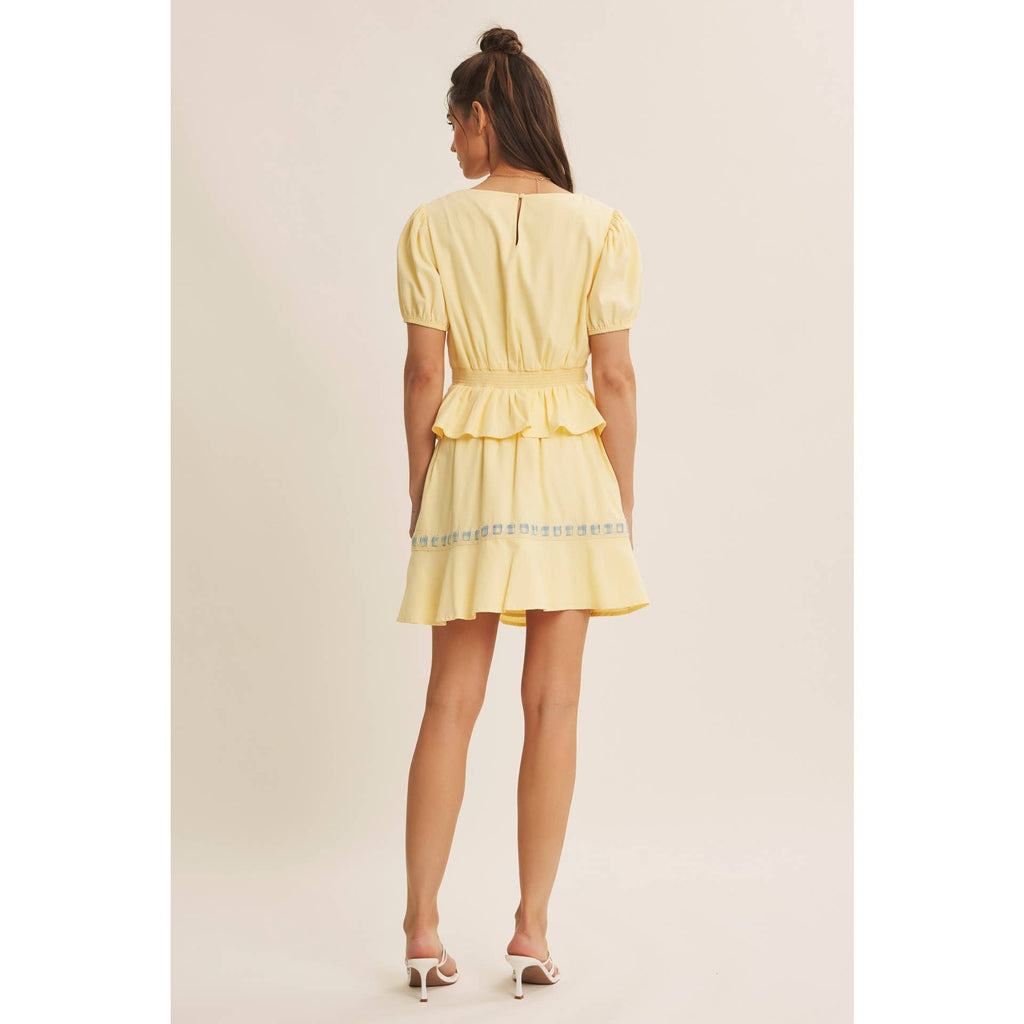 FRESH AND TIMELESS GINGHAM BOW CONTRAST BABYDOLL TOP