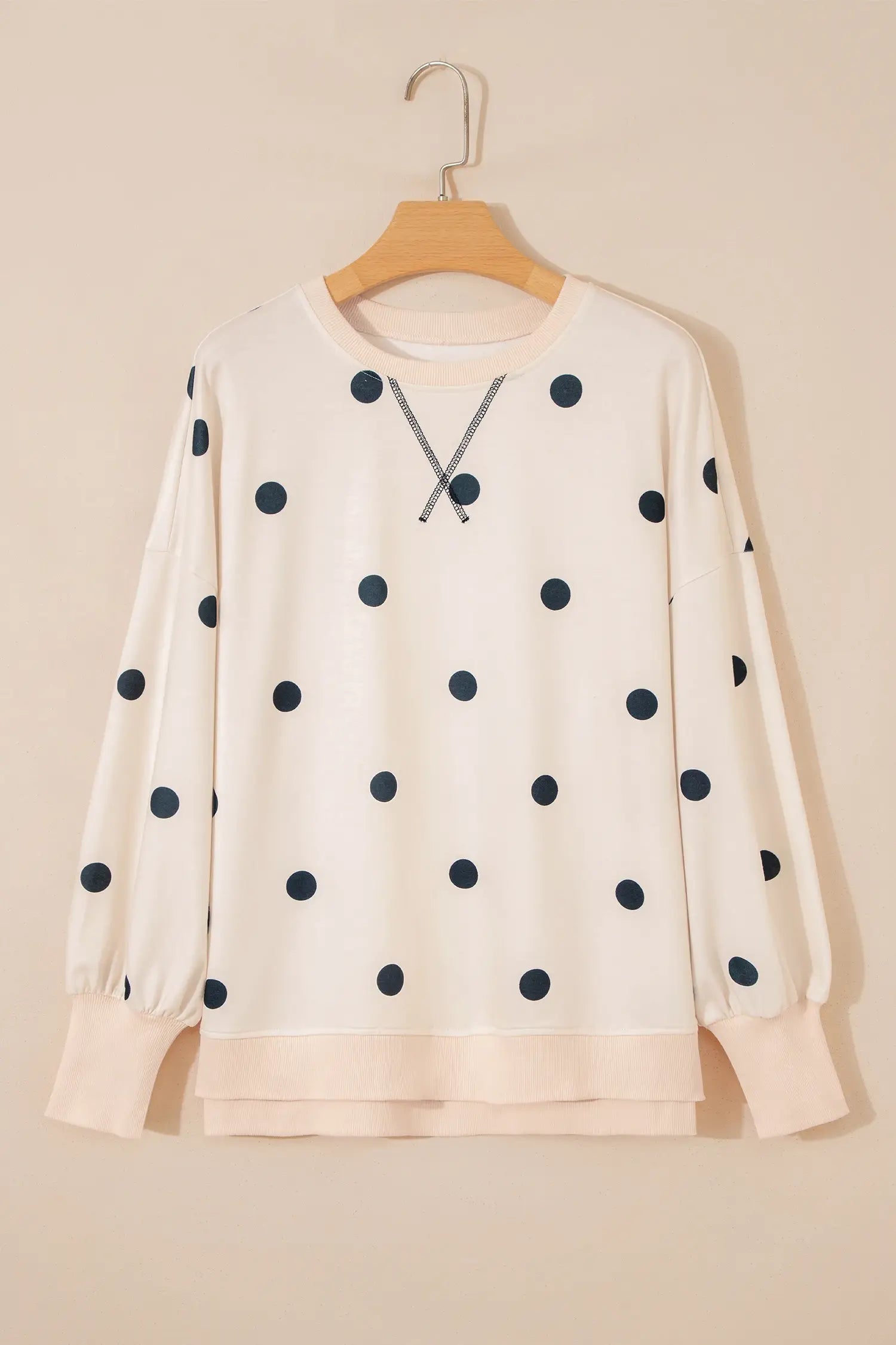 Polka Dot Sweatshirt Oversized Balloon Sleeve Top