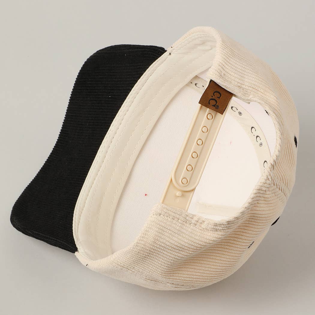 Santa's Favorite Glitter Text 5 Panel Corduroy Cap