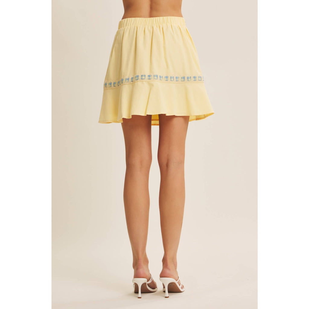 FRESH AND TIMELESS GINGHAM BOW FLARE MINI SKIRT