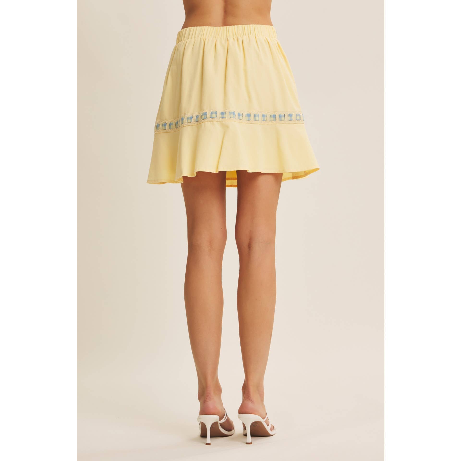 FRESH AND TIMELESS GINGHAM BOW FLARE MINI SKIRT