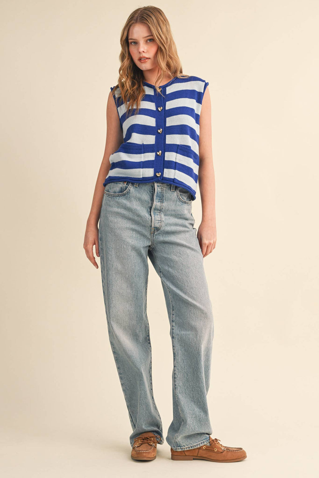 STRIPED KNIT SWEATER VEST MSW11347