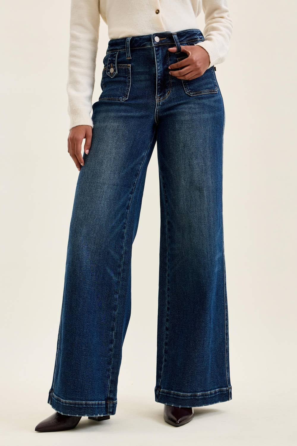HW "LUX" Retro Wide w/ Front Tab Closure DK Fade Indigo