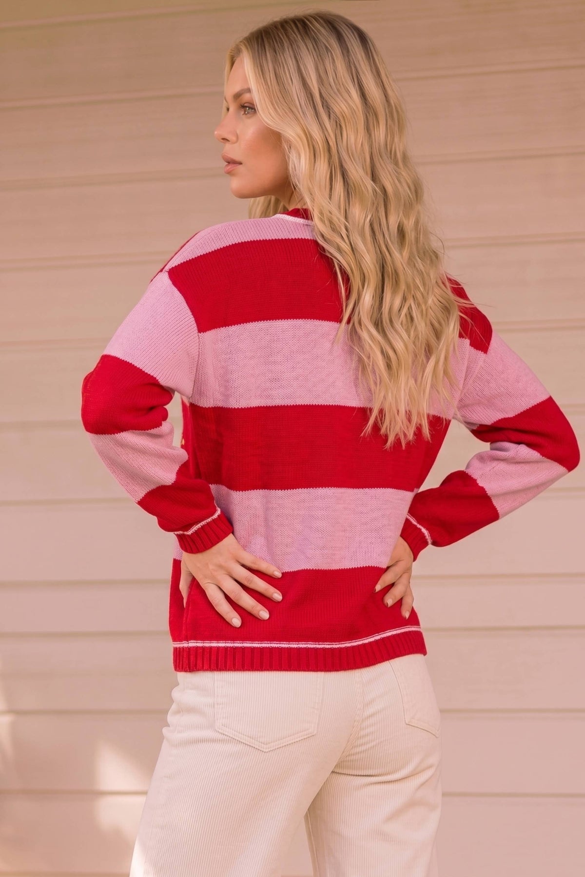 Holly Jolly Striped Holiday Knit Sweater