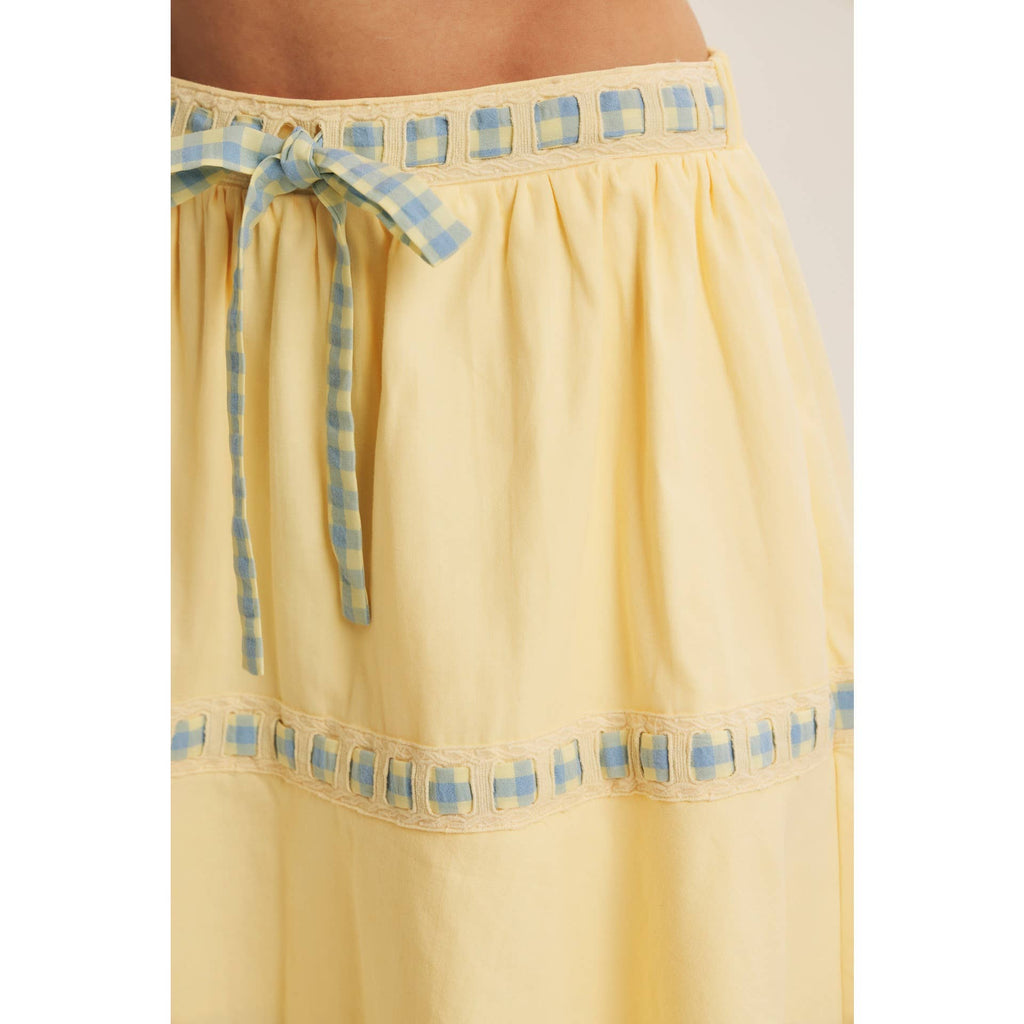 FRESH AND TIMELESS GINGHAM BOW FLARE MINI SKIRT