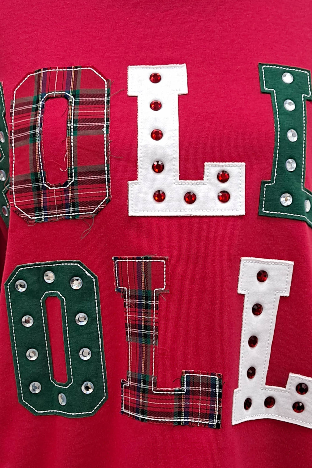 Holly Jolly Patchwork Graphic Holiday Sweatshirt