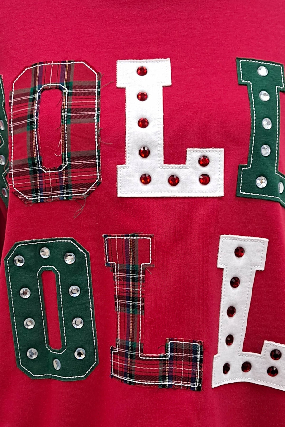 Holly Jolly Patchwork Graphic Holiday Sweatshirt