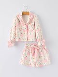Thanksgiving Pink Pumpkin Floral Print Pajama Set