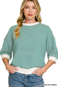 Striped Contrast Trim Banded Bottom Top