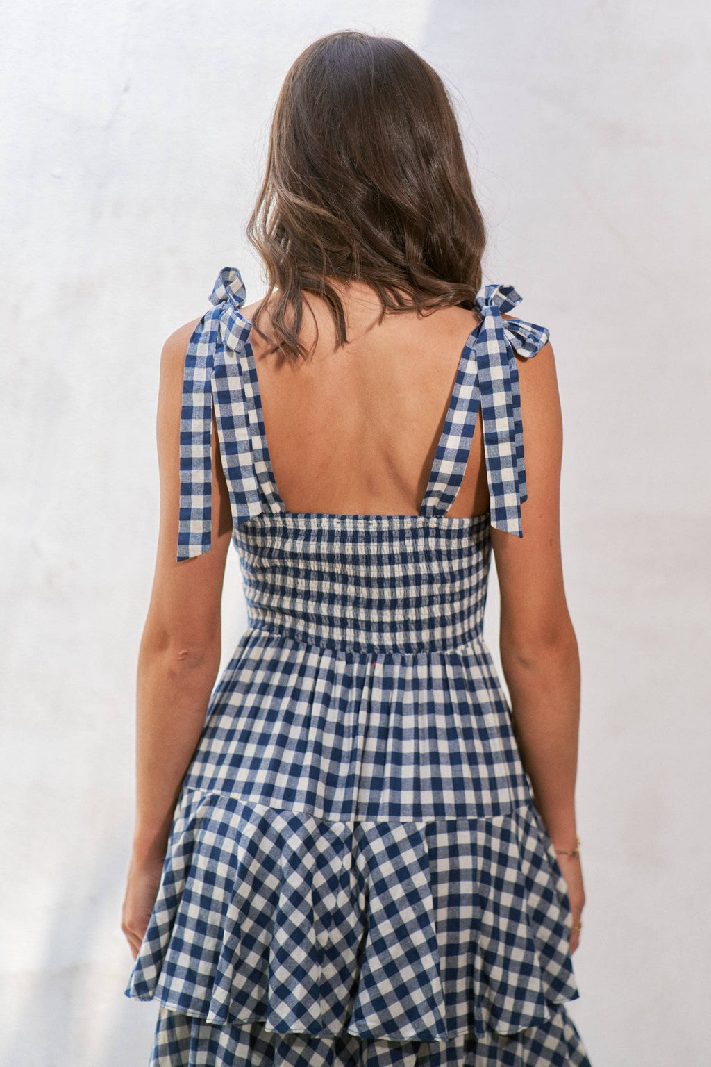 GINGHAM TIERED MAXI DRESS