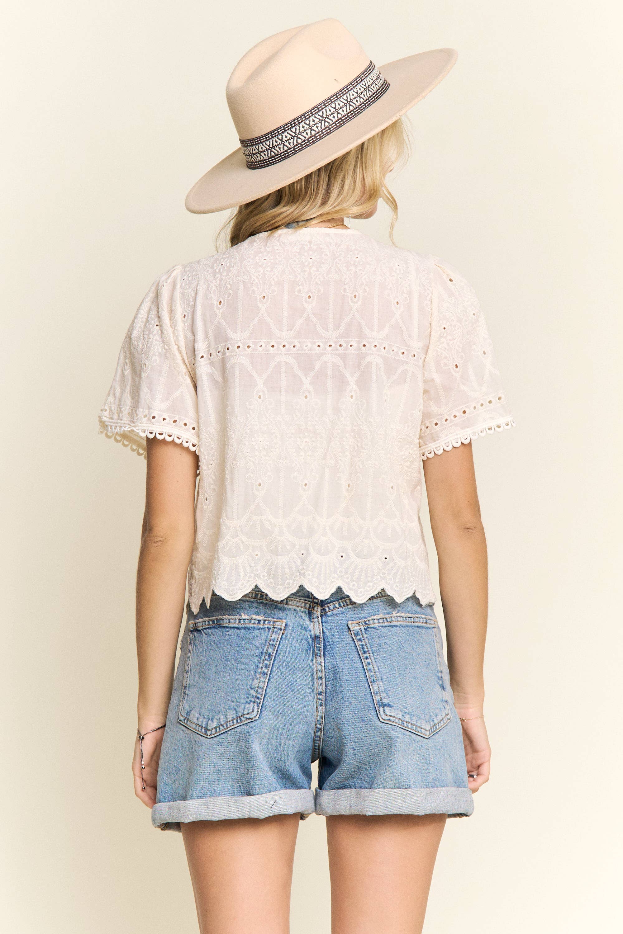 V-NECK EMBROIDERED BOHO BLOUSE- LET4209