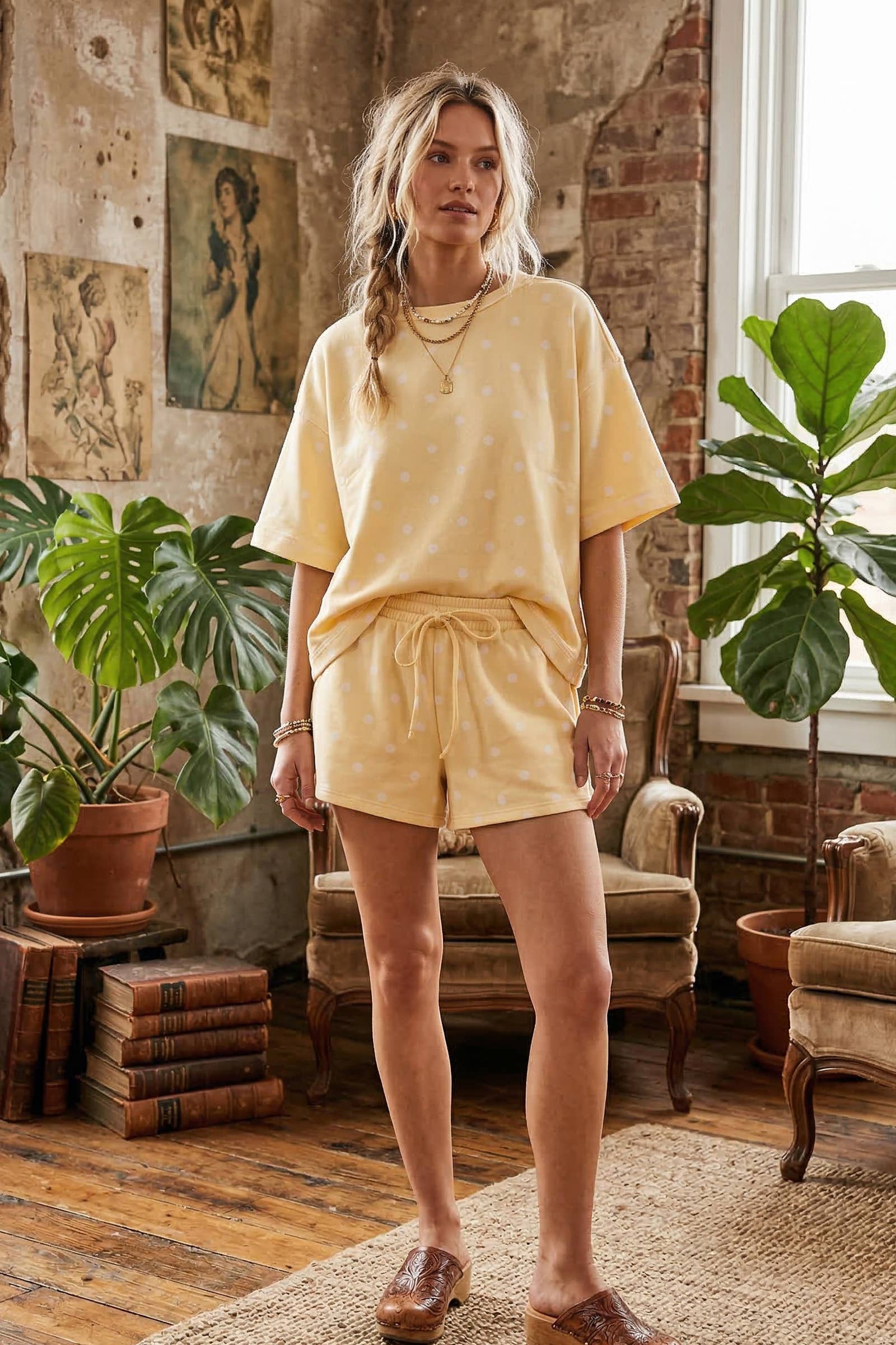 (Original Design) Polka Dot Heavy Scuba Top and Shorts Set