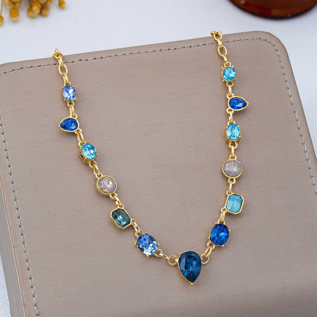 Ombré Sapphire-Hued Crystal Statement Necklace | 80N93305