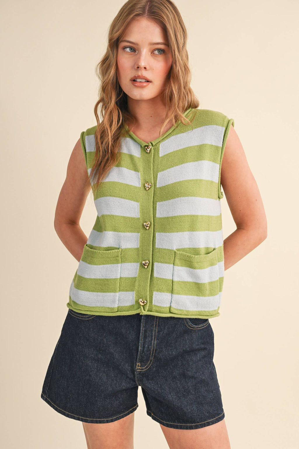STRIPED KNIT SWEATER VEST MSW11347