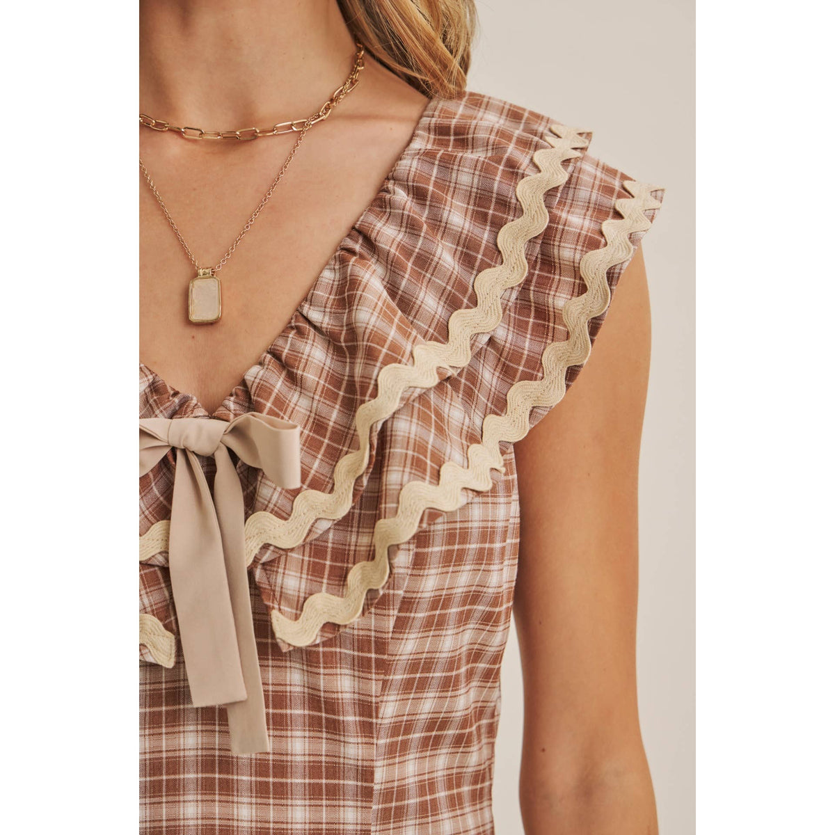 AUTUMN HARVEST RUFFLED PLAID BODY SKIMMING SLIT MIDI DRESS