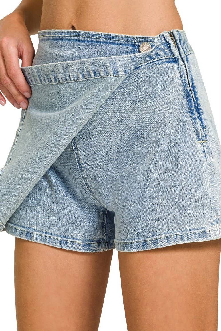 Wrap Front Skort Denim