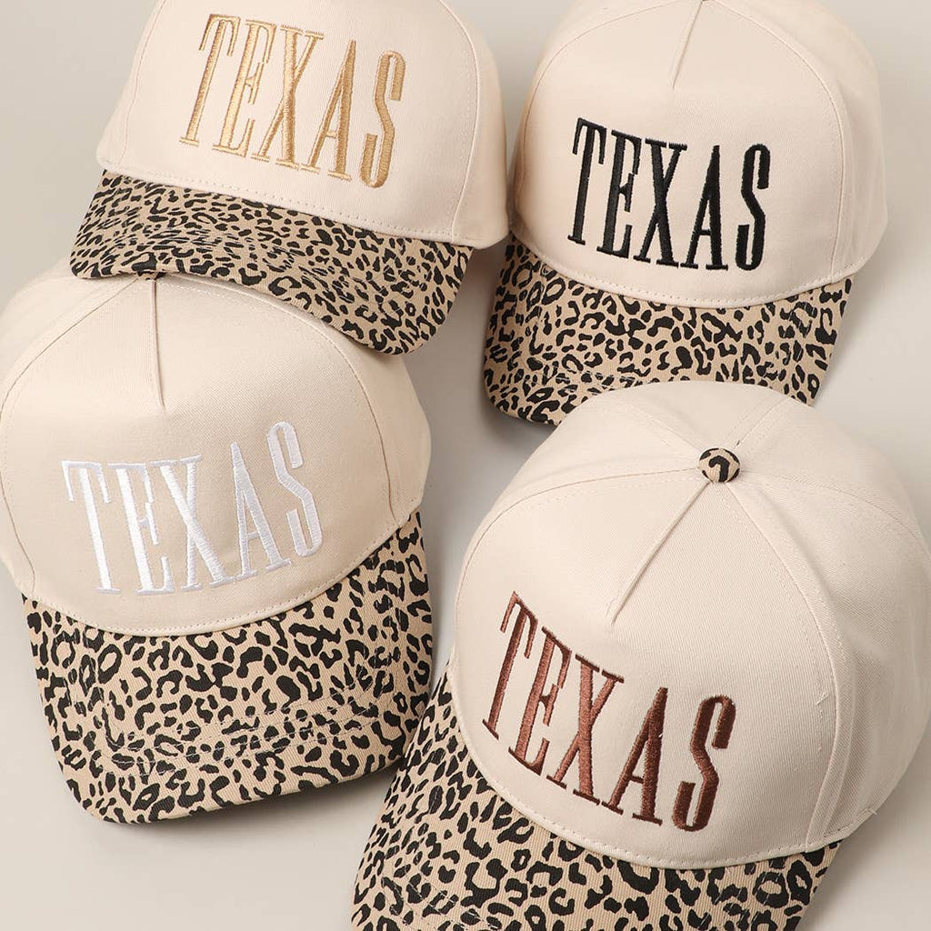 TEXAS Embroidery Leopard Two-Tone Trucker Hat