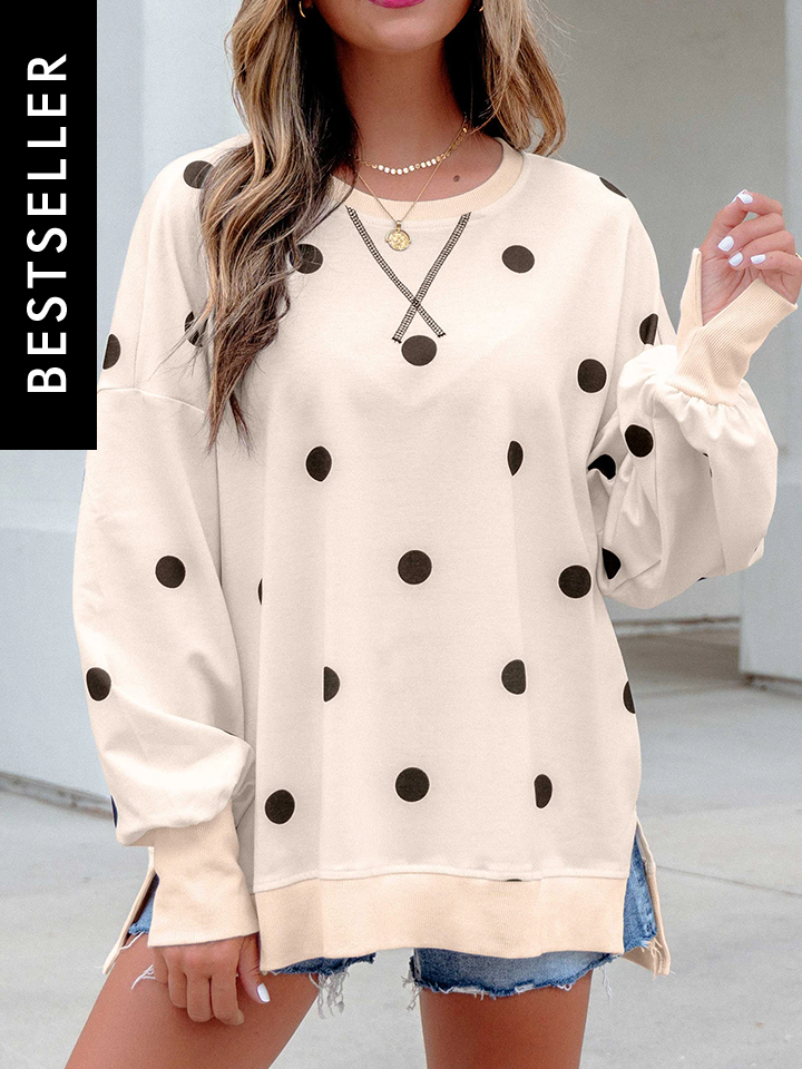 Polka Dot Sweatshirt Oversized Balloon Sleeve Top