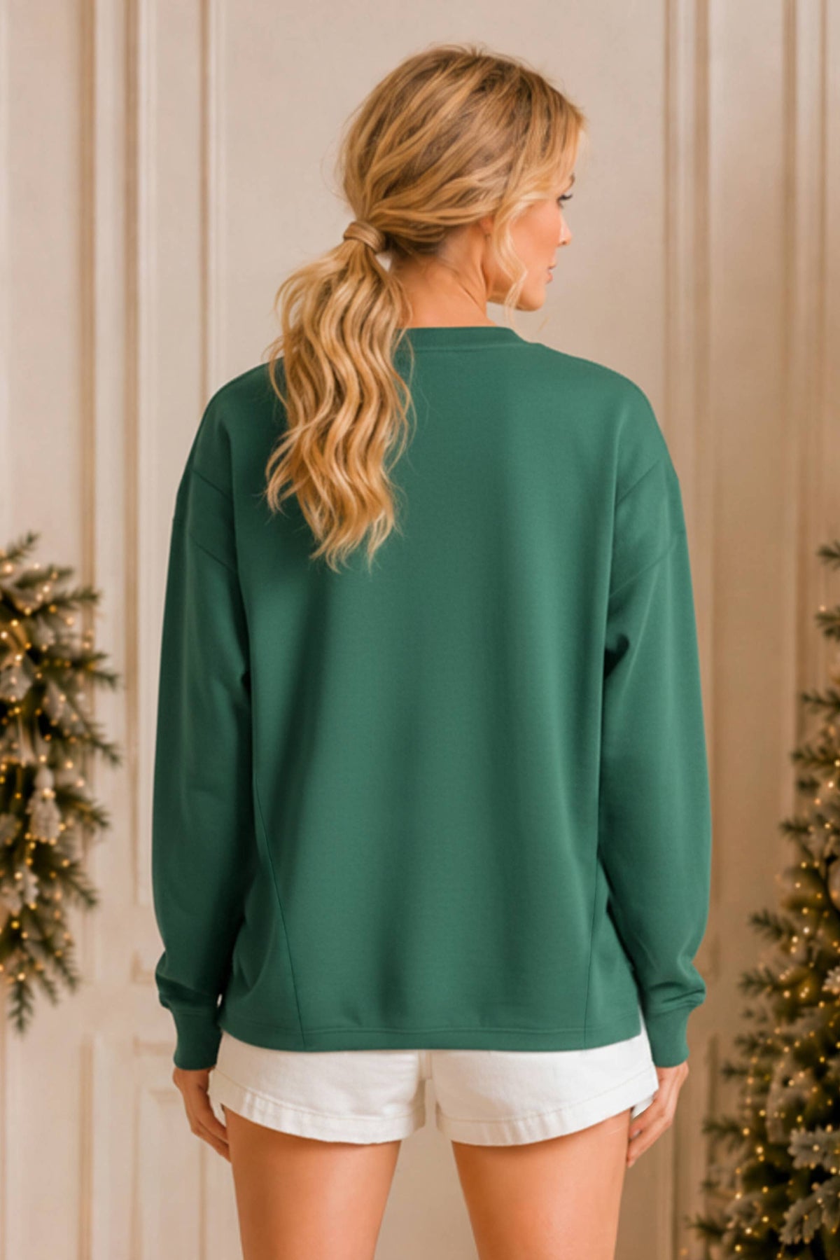 Holly Jolly Patchwork Graphic Holiday Sweatshirt