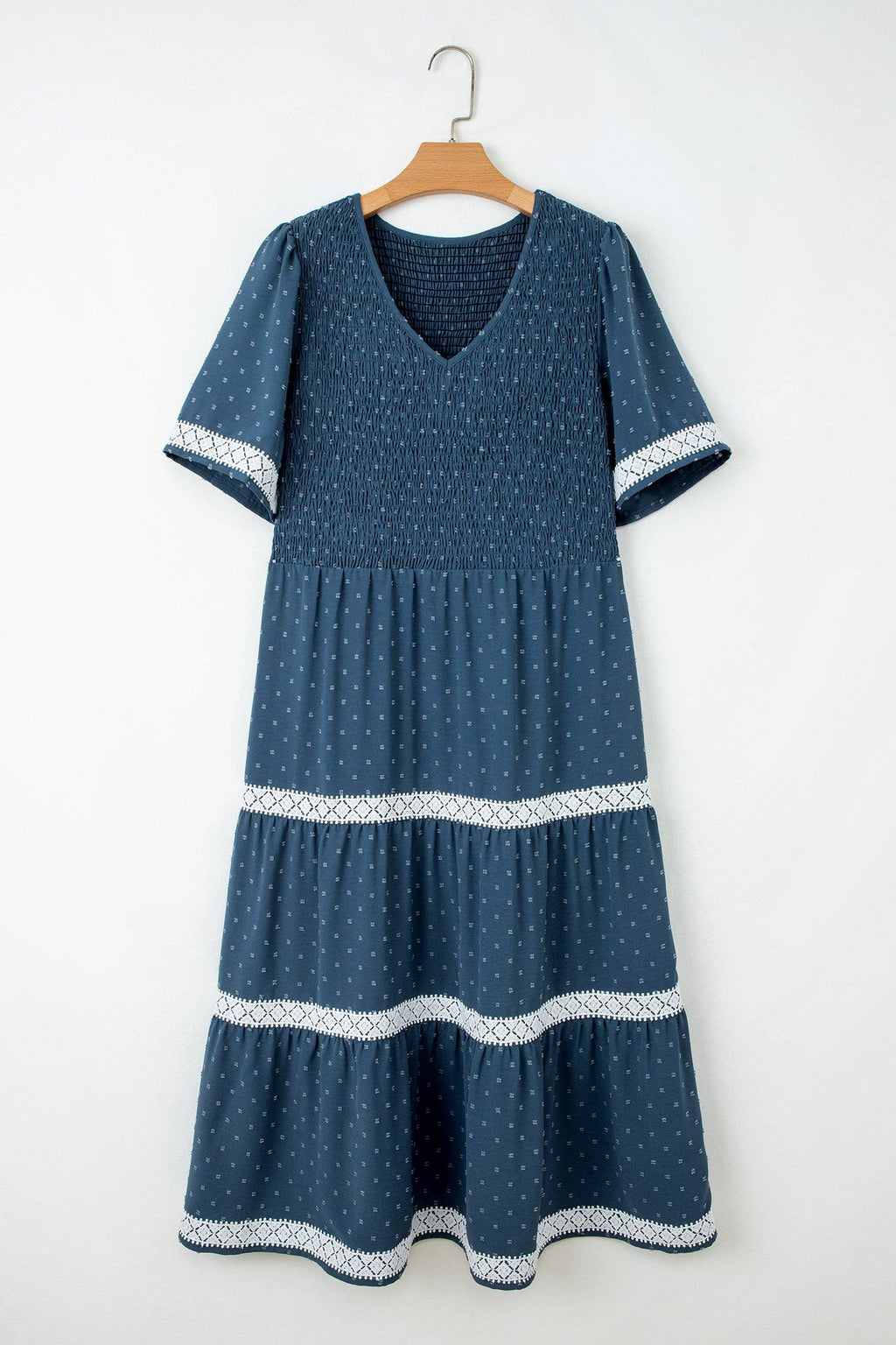 PRETTY BASH Plus Size Swiss Dot Flared Midi Dress
