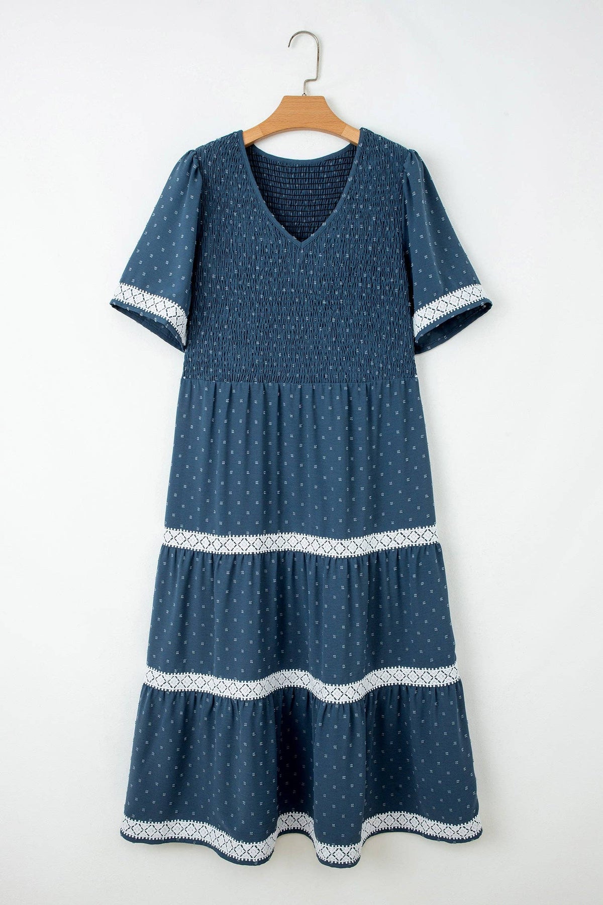 PRETTY BASH Plus Size Swiss Dot Flared Midi Dress