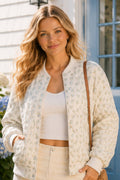 Oversized Quilted Floral Print Bomber Jacket