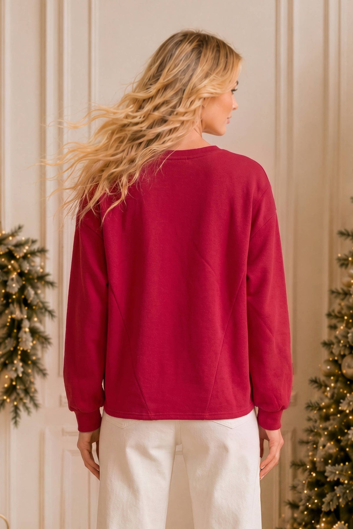 Holly Jolly Patchwork Graphic Holiday Sweatshirt