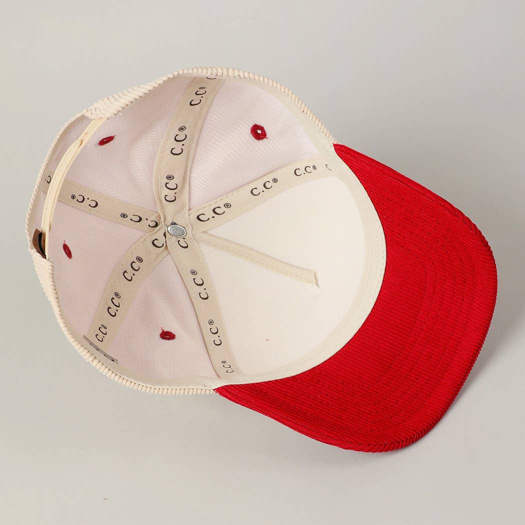 Santa's Favorite Glitter Text 5 Panel Corduroy Cap