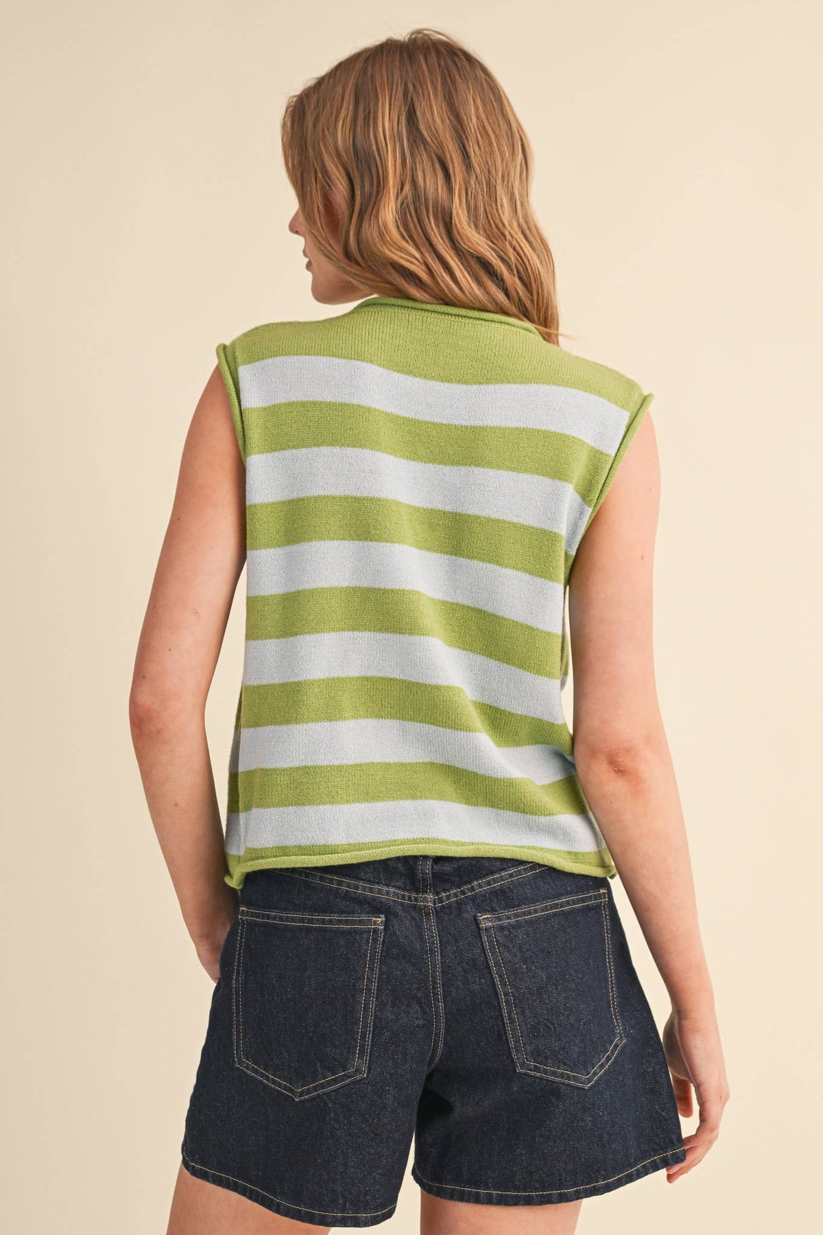 STRIPED KNIT SWEATER VEST MSW11347