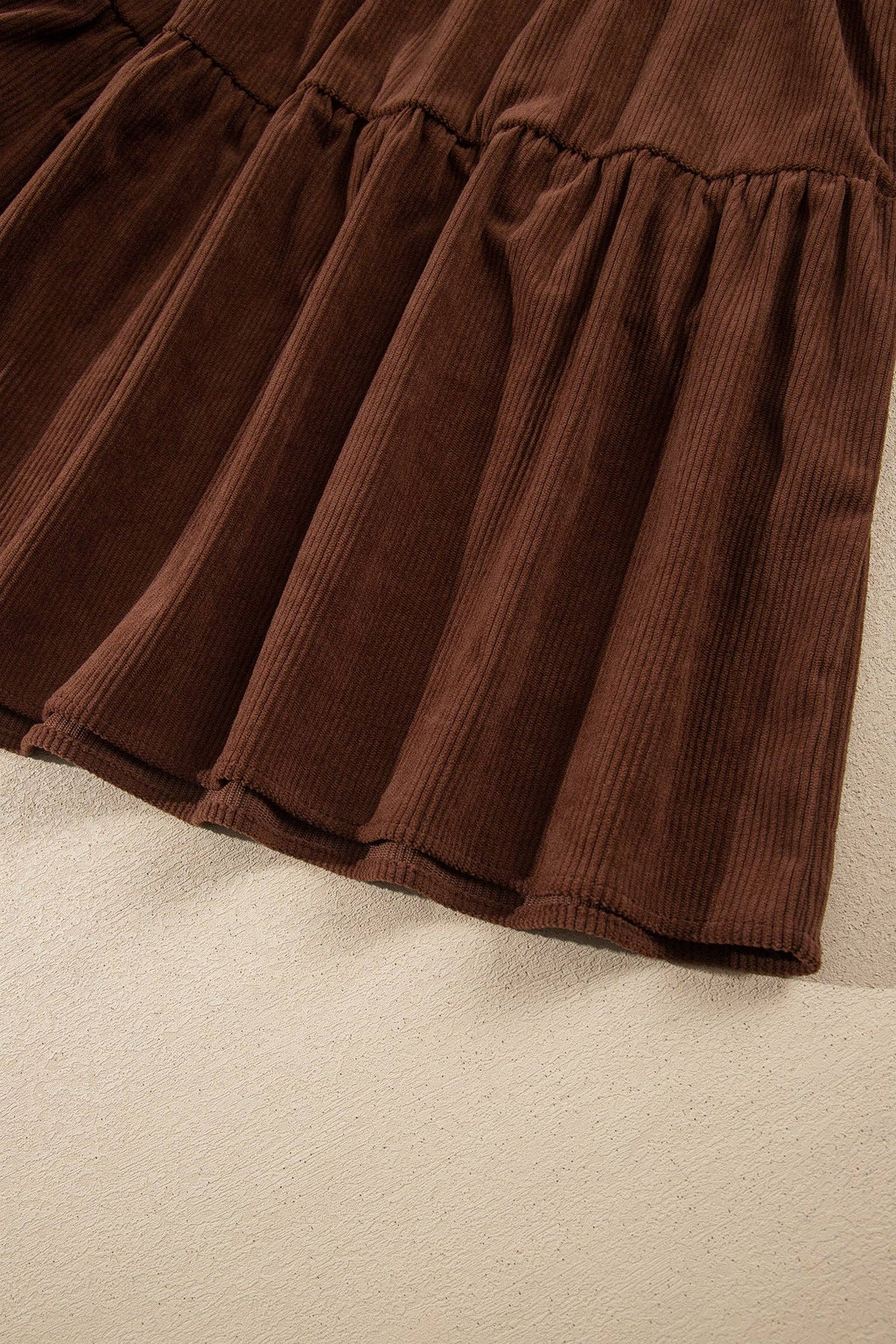 PRETTY BASH Plus Size Solid Corduroy Long Sleeve Mini Dress