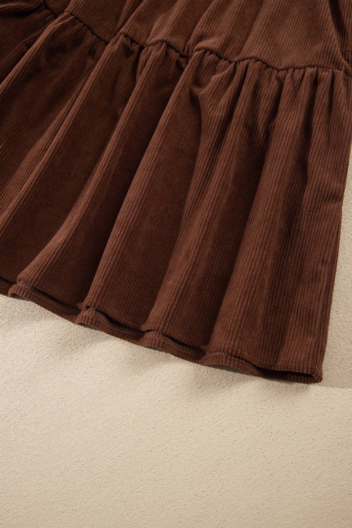 PRETTY BASH Plus Size Solid Corduroy Long Sleeve Mini Dress