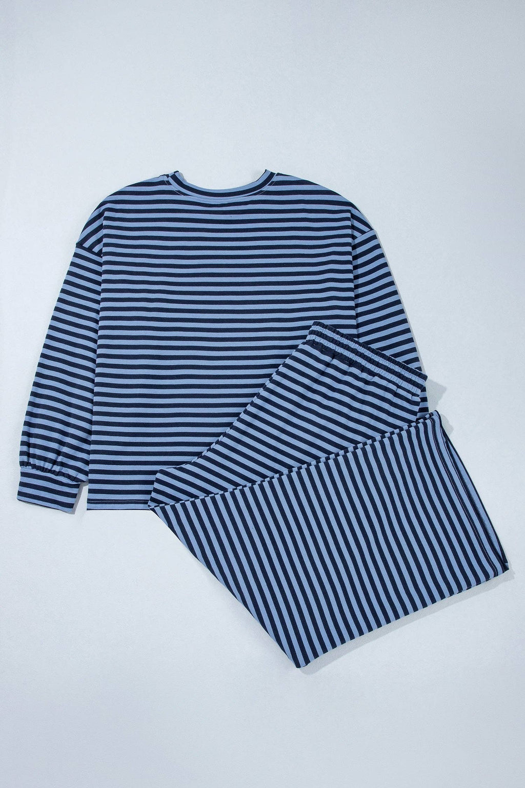 PRETTY BASH Plus Size Stripe Long Sleeve Top & Pants Set