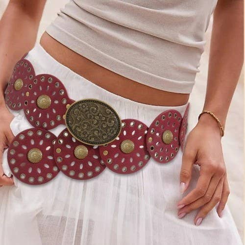 Studded Oval Disc Snap Y Shape Punk Belt | 40BT658