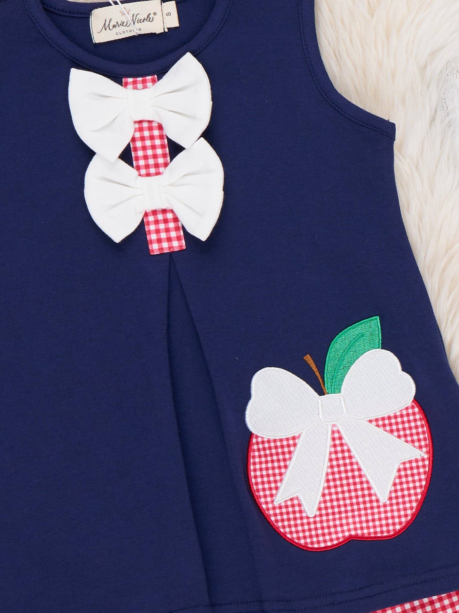 Schoolyard Apple Plaid Embroidered Ruffle Outfit