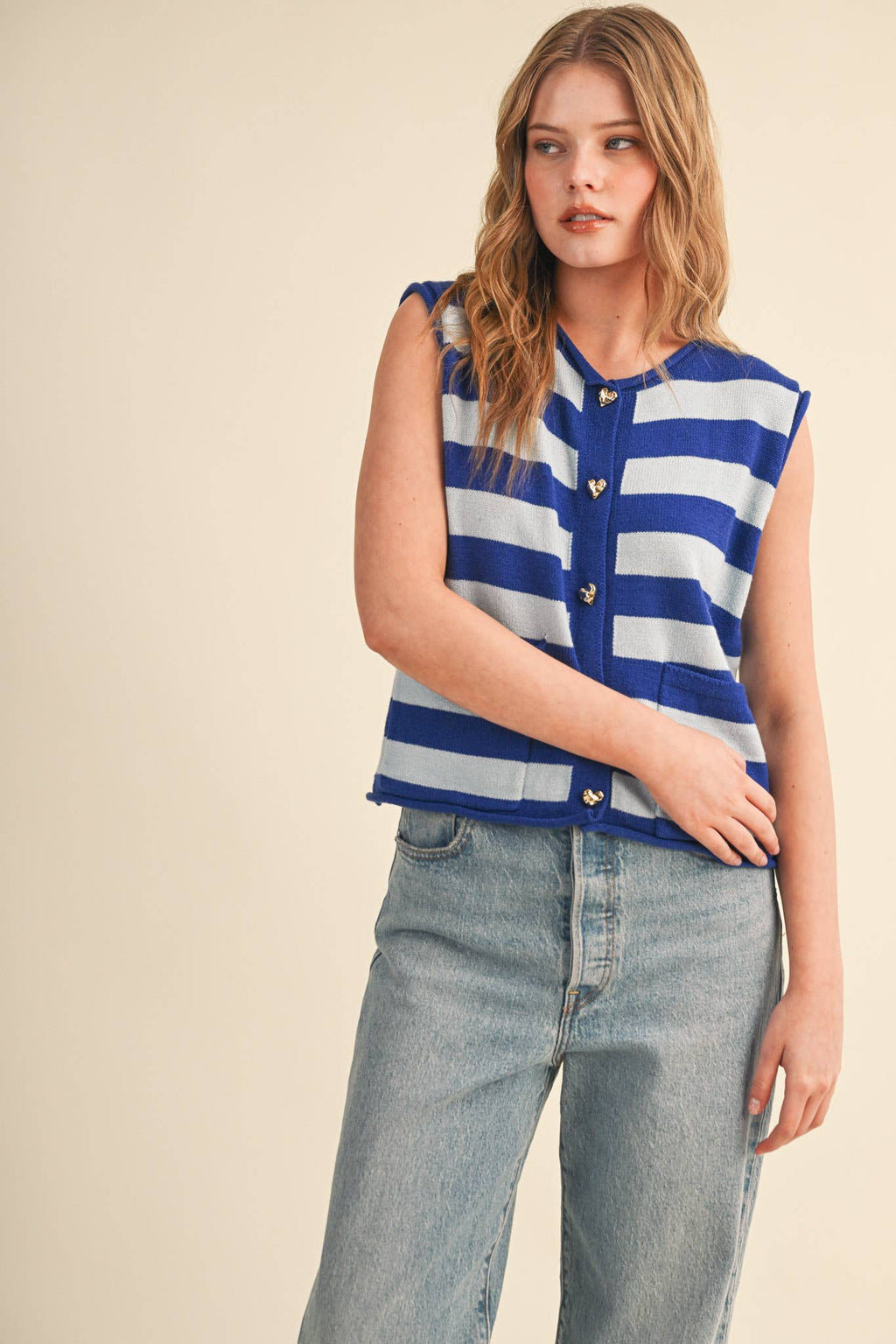 STRIPED KNIT SWEATER VEST MSW11347